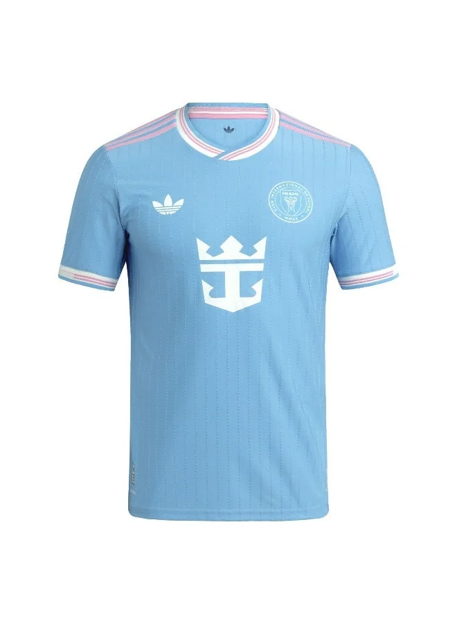 اديداس قميص رجالي أزرق قصير الأكمام